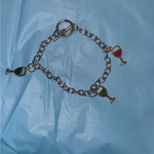 Handmade wine, glass charm bracelet